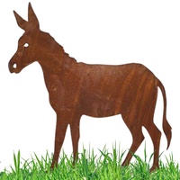 Rostikal Gartendeko Rost Esel Figur 30 x 27 cm Metall Deko Wohnzimmer Tierfigur Garten