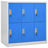 DJEKA Spind Mit 6 Fächern Schließfachschrank Stahlschrank Abschließbar Hellgrau und Blau Schließfächer Wertsachen 90x45x92,5 cm Stahl