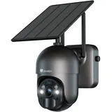 Ctronics 2.5K 4MP Überwachungskamera Aussen mit Solarpanel, 2560×1440P PTZ WLAN IP Kamera Outdoor mit Akku, 355°/95° Schwenkbar, PIR Personenerkennung, Farbige Nachtsicht mit Spotlight, IP66