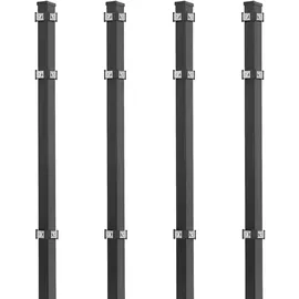 Eider 4x Eckpfosten, 40x40x2600 mm, anthrazit Doppelstabmatten Zaunpfosten
