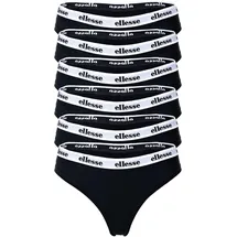 Ellesse Damen Strings, 6er Pack - HILLAR, Unterwäsche, Cotton Stretch, Logobund Schwarz XL - XL
