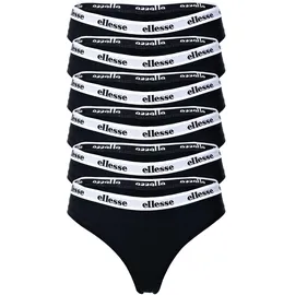 Ellesse Damen Strings, 6er Pack - HILLAR, Unterwäsche, Cotton Stretch, Logobund Schwarz XL - XL