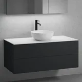 neoro n50 Unterschrank B: 120 cm mit 2 Auszügen, Waschtisch Ø 45 cm weiß matt, B: 120.5 BN0106WM+BN0424BM+BN0404WM
