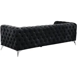 Beliani Couch Samtstoff 3-Sitzer Schwarz