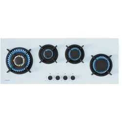 Klarstein Goldflame 4 Slim Gaskochfeld | 4 Brenner | für Flüssig- oder Erdgas | elektr. Zündung Weiß