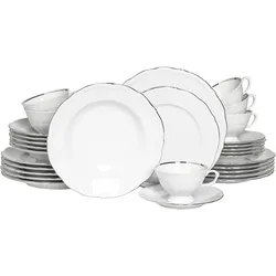 Kombiservice CREATABLE "Maria Theresia, Kombi-Service 30-tlg", weiß, platinfarben, 30 tlg., Porzellan, Geschirr-Sets, Traditionelle Porzellanform