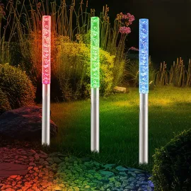 ETC Shop LED 6er Set Außen Solar Leuchten IP44 Farbwechsler bunt Terrasse Garten Beleuchtung Veranda Deko Lampe