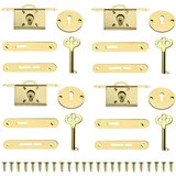 yufana 4-Teiliges Set Vintage Schloss Set, Vintage-Schubladenschloss, Antike Schrankschlösser, Zinklegierung, Geeignet für Briefkästen, Schränke, Werkzeugkästen, Kleine Schlösser für Möbelschränke