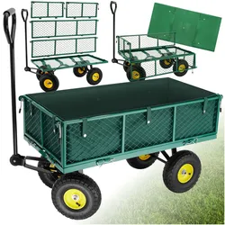 tectake® Bollerwagen, mit klappbaren Seitenwänden, leichtgängige Lenkachse mit gepolstertem Griff, Belastbarkeit 350 kg