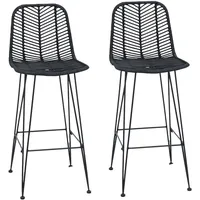 VidaXL Barstuhl 2 pcs Schwarz 44,5 x 53 x