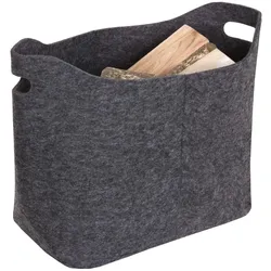 Filzkorb MCW-C35, Holzkorb Korb Filztasche Aufbewahrungskorb Deko Filzbox, 40l ~ dunkelgrau