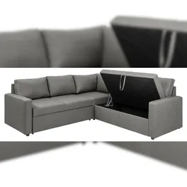 VCM ebuy24 Sacramento Ecksofa versteckte Aufbewahrung und ausziehbares Bett hellgrau.