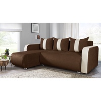 Sofnet Ecksofa Rino, mit Schlaffunktion und Bettkasten, L-Form Couch, Schlafsofa, Ottomane Universal braun