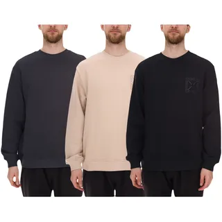 STONES Herren Basic-Pullover moderner Baumwoll-Sweater Sweatshirt Langarm-Shirt 400gsm in Dunkelgrau, Schwarz oder Beige - XXL