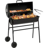 YITAHOME M Holzkohlegrill BBQ Smoker Grillwagen mit Höhenverstellbare Kohlenstoffpfanne & Thermometer, Standgrill für Party, Camping, Garten, inkl. Küchenzange