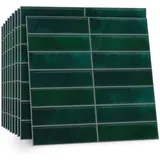 TOARTI 10 Stück Dunkelgrün Fliesenaufkleber Metro Fliesen Selbstklebend fliesenaufkleber Küchenrückwand Fliesen Klebefliesen Fliesenfolie Selbstklebende Küche Bad 30 x 30cm