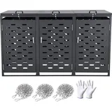 Mophorn Mülltonnenaufbewahrung, 3 x 52,79 Gallonen Mülltonnenschuppen für den Außenbereich, wasserdichter, abschließbarer Schrank mit Kettendeckel,