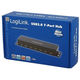 Logilink Wallmount USB-Hub, 7x USB-A 2.0, USB-B 2.0 [Buchse] (UA0148)