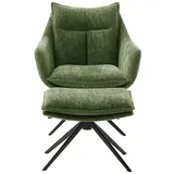 MCA Furniture Loungesessel PARKER Drehstuhl mit Armlehnen - versch. Farben - Schwarz / Olive
