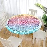 FANSU Runde Tischdecke Garten Abwaschbar, 3D Motiv Serie Polyester Fleckschutz Tischdecken Größe wählbar für Gartentisch, Outdoor in Kiche, Haushalt & Wohnen (Böhmen,90cm)