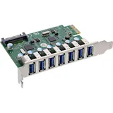 InLine Schnittstellenkarte, 7x USB-A 3.2 Gen.1, PCIe, SATA Stromanschluss,
