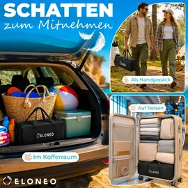 eloneo Strandzelt, Sonnensegel Strand 300x300x200 cm, LSF 50+, Sonnenschutz für Strand mit Sandschaufel, Heringen und 4 Stabilitätsstangen, 8 Personen, Türkis