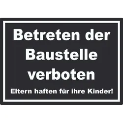 HB-Druck Betreten der Baustelle Aufkleber weiß-schwarz A8 (52x74mm)