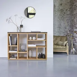 Bücherregal aus Eichenholz und dunkler Marmorplatte Eyota 131x93