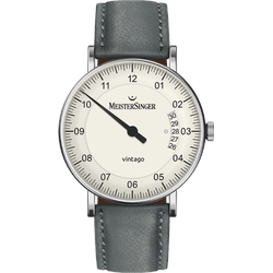 Meistersinger Klassik Vintago VT901 - Opalin Silber,grau - 38mm