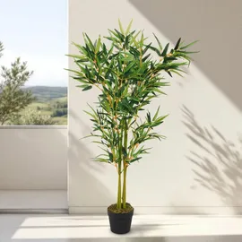 Spetebo Deko Pflanze 115cm - Modell: Bambus - Grün