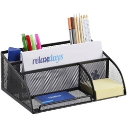 relaxdays Stiftehalter mit 5 Ablagen Mesh-Design schwarz