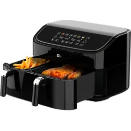 AECO DUO Heißluftfritteuse mit digitalem Touch-Display & Dehydrierungsfunktion, 2850 W Timerfunktion, Antihaftbeschichtung Schwarz