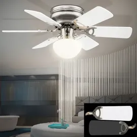 GLOBO Ugo 76 cm Deckenventilator nickel matt/graphit/weiß mit Licht