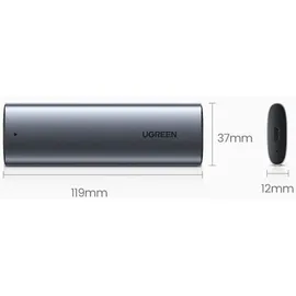 UGREEN 10902 Speicherlaufwerksgehäuse SSD-Gehäuse, M.2 M.2, USB Anschluss, Silber