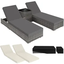 Tectake Sonnenliegen Set 3-tlg. grau