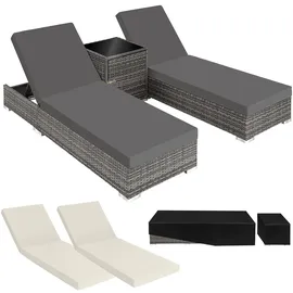 Tectake Sonnenliegen Set 3-tlg. grau