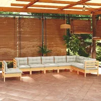 vidaXL Garten-Lounge-Set 8-tlg. creme Massivholz Kiefer