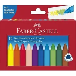 FABER-CASTELL 120010 Wachsmalstifte dreikant 12-er Kartonetui