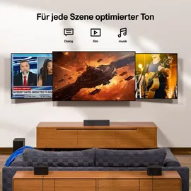 ultimea 5.1 Surround Soundbar, 3D Sound System, Soundbar für TV Geräte, mit Subwoofer und Rear-Lautsprechern, Surround, Bass Einstellbare Heimkino - Schwarz