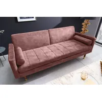 riess-ambiente Schlafsofa COUTURE 200cm altrosa / braun-gold · 3-Sitzer mit Microvelours-Bezug, Einzelartikel 1 Teile, Wohnzimmer · inkl. Kissen · Bettfunktion · verstellbare Rückenlehne rosa