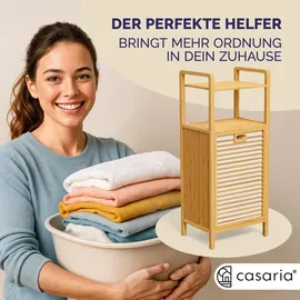 CASARIA Wäschekorb Bambus mit zwei Ablagen 2x