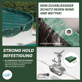 Weinmann GmbH Trend Pool Abdeckplane Oval 540x350cm Grün mit Übermaß Sommer Winter Pool Schwimmbad