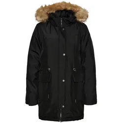 Noisy May Damen Parka NMMOLLY Schwarz Light Fur 27019265 S