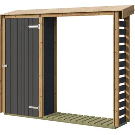 Weka Kaminholzregal WEKA "optionale Erweiterung für Gartenhaus Killarney", anthrazit, eiche hell, B:299cm H:211cm T:50cm, Holz, Kaminholzlager, Kaminholzregal, verschiedene Farben und Größen