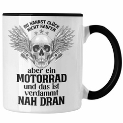 Trendation Tasse Trendation – Motorradfahrer Geschenk für Männer Motorrad Tasse Spruch Kaffeetasse für Biker Herren schwarz