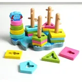 Pyramide Elefant Scheibenturm Stapelspiel  Holz Bauklötze Lernspielzeug