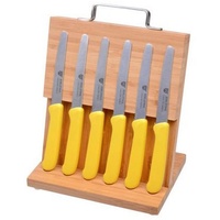 GRÄWE Brotzeitmesser Magnet-Messerhalter Bambus mit 6 Brötchenmessern - gelb gelb