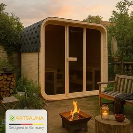 Artsauna Fasssauna Fjora 9 kW Ofen Glasfront
