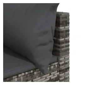 vidaXL 3-tlg. Garten-Lounge-Set mit Kissen Grau Poly Rattan