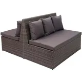 MCW Poly-Rattan 2er Sofa G16 2er Set Grau Kissen Dunkelgrau